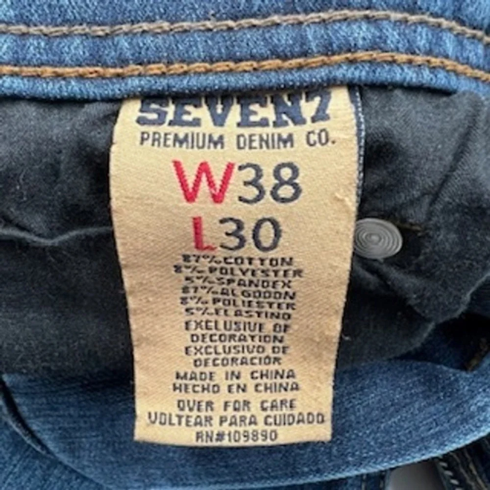 Seven7 Mens Straight Fit Jeans Blue Medium‎ Wash Stretch W38 L30
